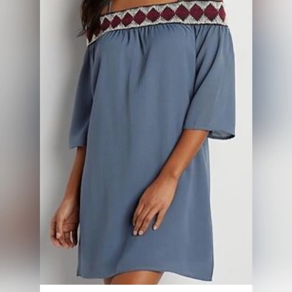 Maurices Off-Shoulder Dress with Red Embroidery NWT Size L Large Cold Shoulder